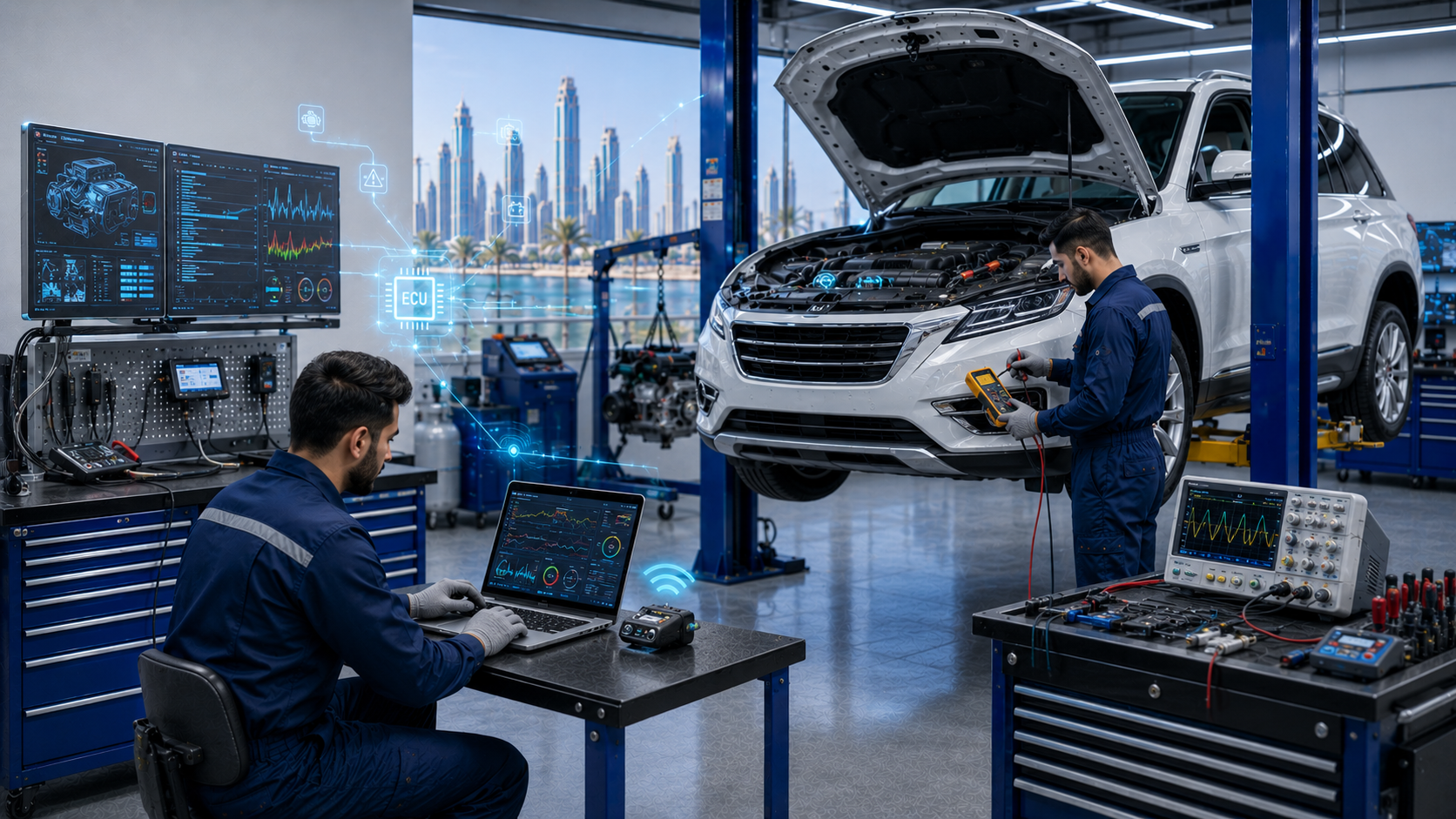 OBD computer diagnostic scanning and check engine light service in Doha Qatar