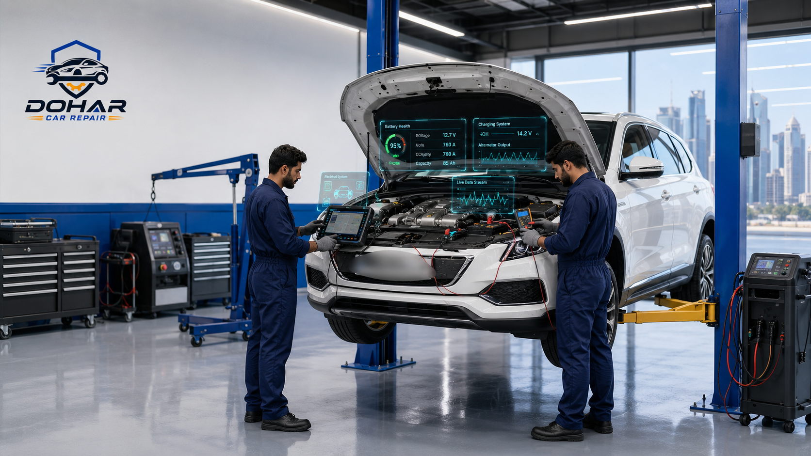 Professional car battery replacement service in Doha Qatar