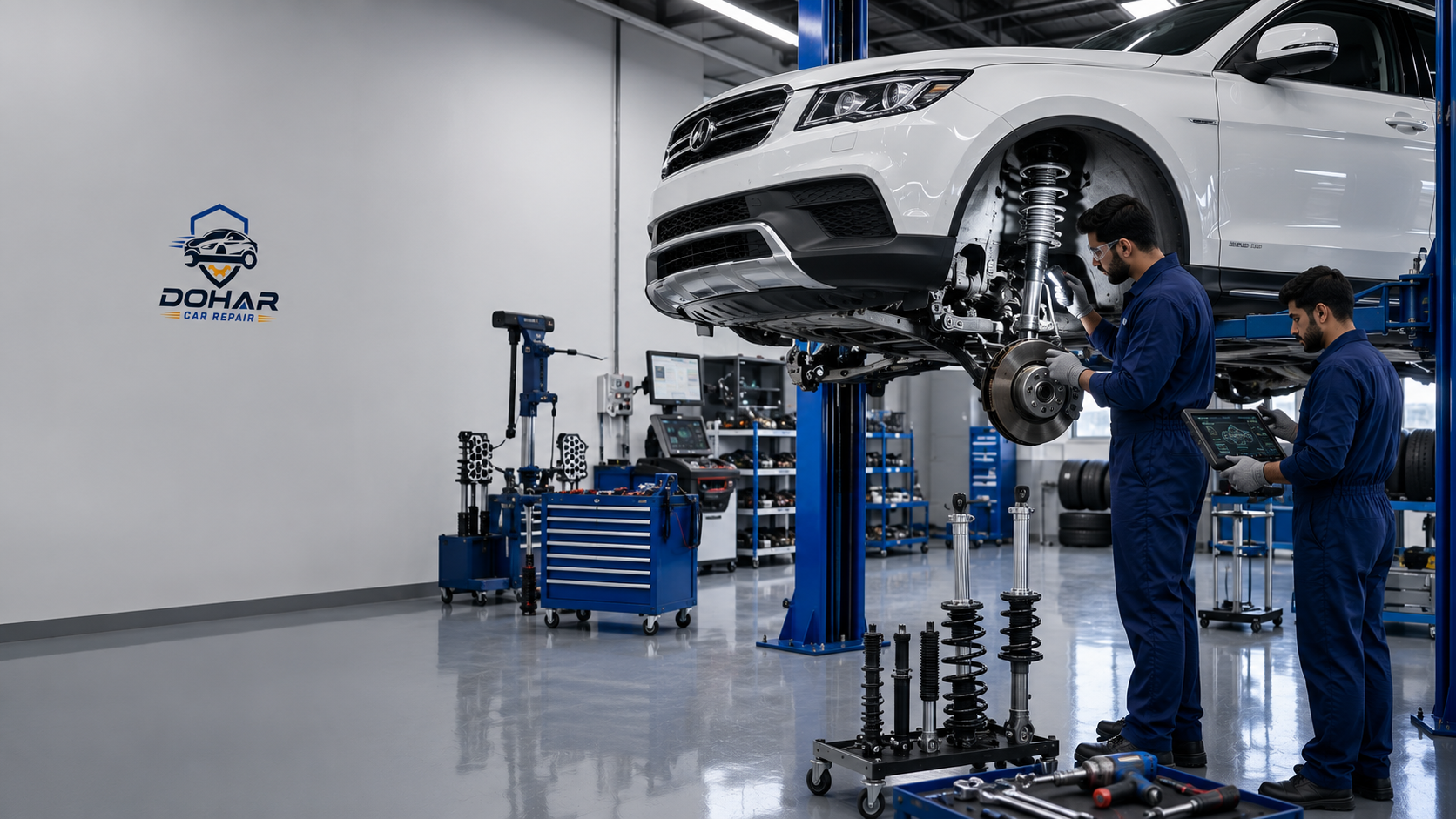 Suspension repair and shock absorber inspection in Doha Qatar
